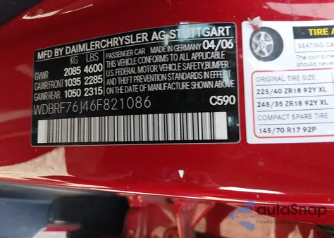 2006 Mercedes-Benz C 55 Amg z USA, uszkodzony, nr VIN WDBRF76J46F821086